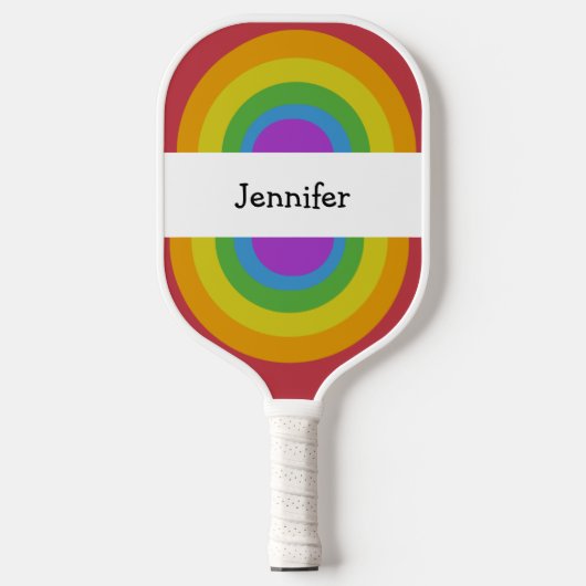 Rainboogkleuren, gepersonaliseerd pickleball paddle (Voorkant)
