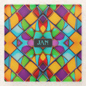 Rainboogkleuren Glazen schilderen met aangepaste i Glazen Onderzetter (Voorkant)