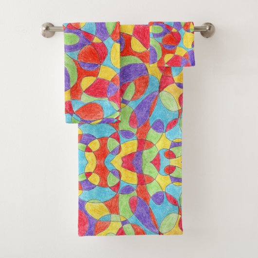 Rainboogkleuren Handtekening Crayon Doodle Pattern Bad Handdoek (Insitu)