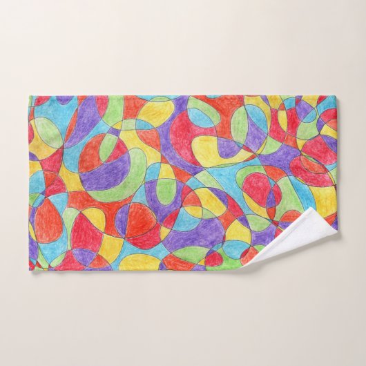 Rainboogkleuren Handtekening Crayon Doodle Pattern Bad Handdoek (Handdoek)