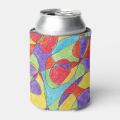 Rainboogkleuren Handtekening Crayon Doodle Pattern Blikjeskoeler (Blikje Voorkant)