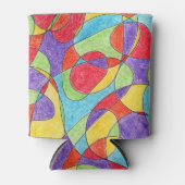 Rainboogkleuren Handtekening Crayon Doodle Pattern Blikjeskoeler (Voorkant)