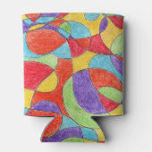 Rainboogkleuren Handtekening Crayon Doodle Pattern Blikjeskoeler (Achterkant)