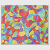 Rainboogkleuren Handtekening Crayon Doodle Pattern Cadeaupapier (Vlak)