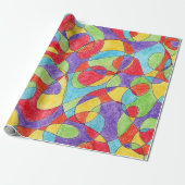 Rainboogkleuren Handtekening Crayon Doodle Pattern Cadeaupapier (Uitgerold)