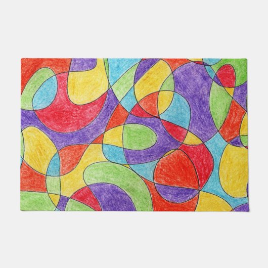 Rainboogkleuren Handtekening Crayon Doodle Pattern Deurmat (Voorkant)