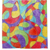 Rainboogkleuren Handtekening Crayon Doodle Pattern Douchegordijn (Voorkant)