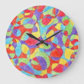 Rainboogkleuren Handtekening Crayon Doodle Pattern Grote Klok (Voorkant)