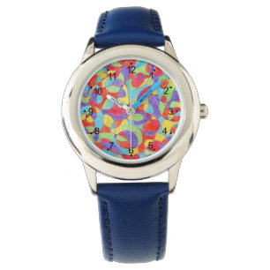 Rainboogkleuren Handtekening Crayon Doodle Pattern Horloge