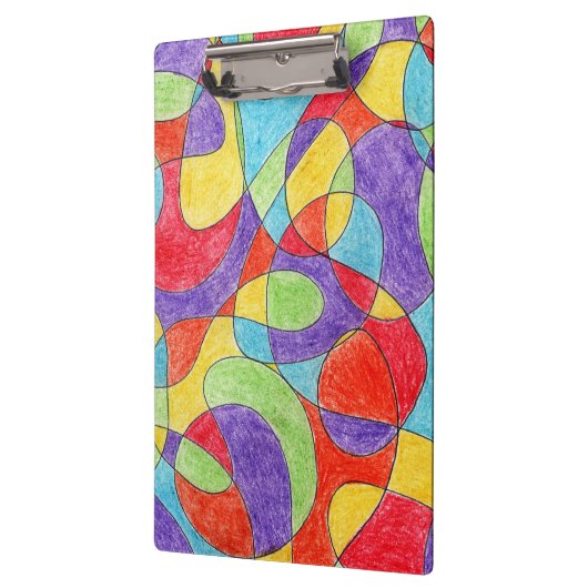Rainboogkleuren Handtekening Crayon Doodle Pattern Klembord (Links)