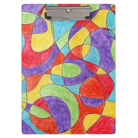 Rainboogkleuren Handtekening Crayon Doodle Pattern Klembord (Voorkant)