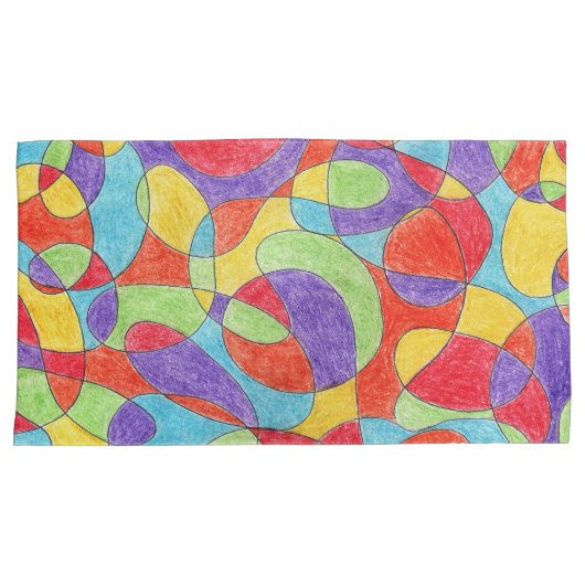 Rainboogkleuren Handtekening Crayon Doodle Pattern Kussensloop (Voorkant-Rechts)