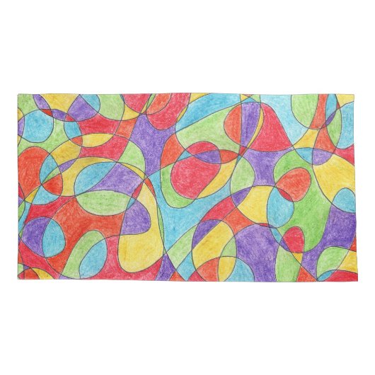 Rainboogkleuren Handtekening Crayon Doodle Pattern Kussensloop (Achterkant-Links)