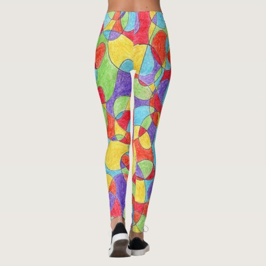 Rainboogkleuren Handtekening Crayon Doodle Pattern Leggings (Achterkant)
