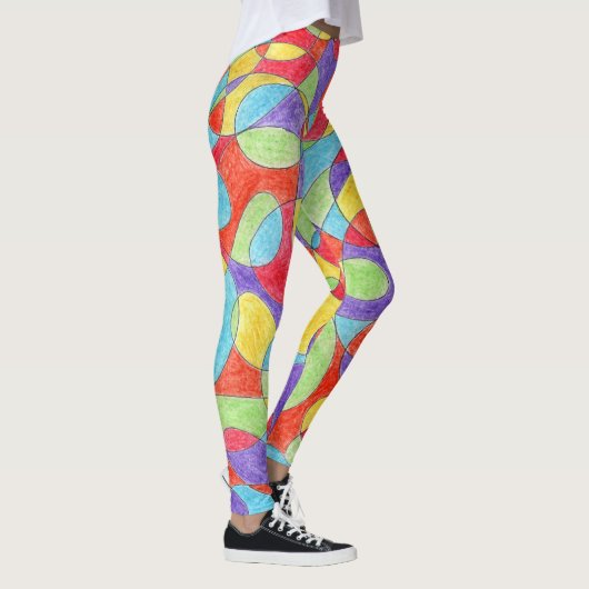 Rainboogkleuren Handtekening Crayon Doodle Pattern Leggings (Rechts)