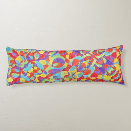 Rainboogkleuren Handtekening Crayon Doodle Pattern Lichaamskussen (Achterkant)