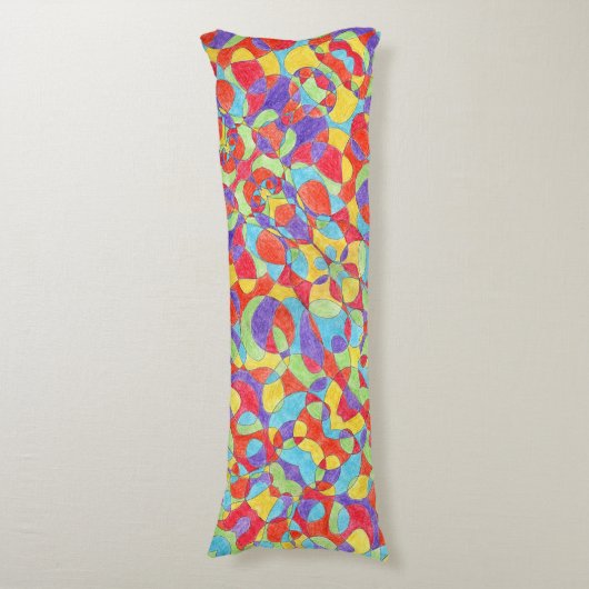 Rainboogkleuren Handtekening Crayon Doodle Pattern Lichaamskussen (Voorkant Verticaal)