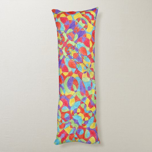 Rainboogkleuren Handtekening Crayon Doodle Pattern Lichaamskussen (Achterkant (Verticaal))