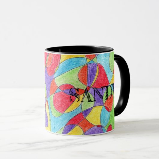 Rainboogkleuren Handtekening Crayon Doodle Pattern Mok (Voorkant rechts)