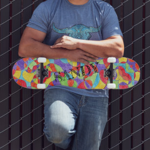 Rainboogkleuren Handtekening Crayon Doodle Pattern Persoonlijk Skateboard