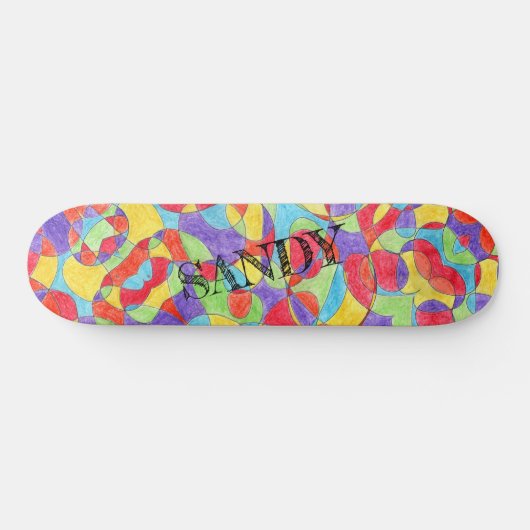 Rainboogkleuren Handtekening Crayon Doodle Pattern Persoonlijk Skateboard (Horizontaal)