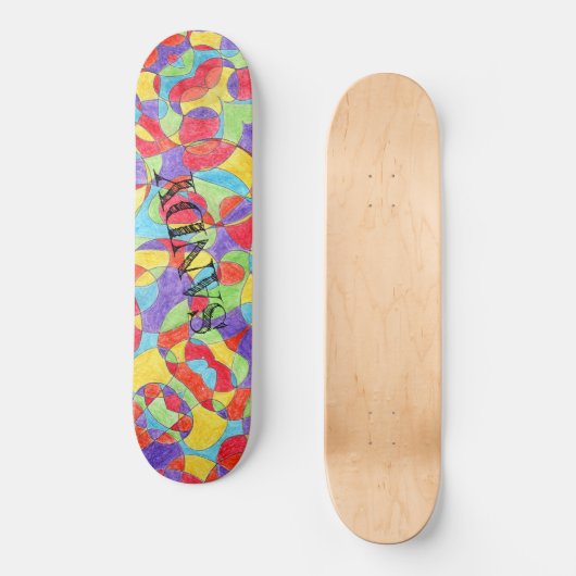 Rainboogkleuren Handtekening Crayon Doodle Pattern Persoonlijk Skateboard (Voorkant)