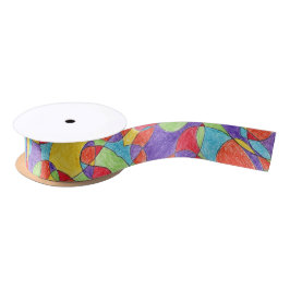 Rainboogkleuren Handtekening Crayon Doodle Pattern Satijnen Lint
