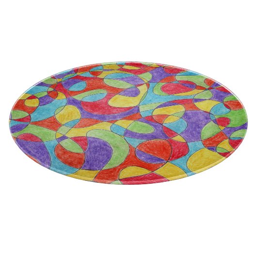 Rainboogkleuren Handtekening Crayon Doodle Pattern Snijplank (Hoek)