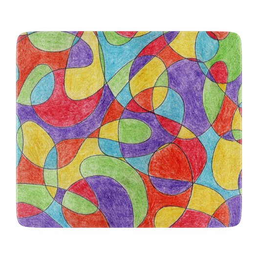 Rainboogkleuren Handtekening Crayon Doodle Pattern Snijplank (Voorkant)