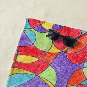 Rainboogkleuren Handtekening Crayon Doodle Pattern Strandlaken (In situ)