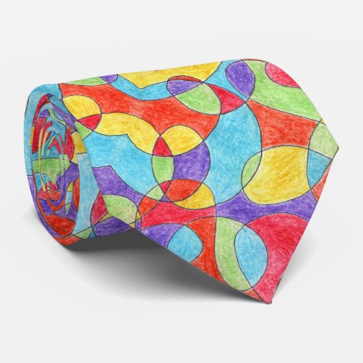 Rainboogkleuren Handtekening Crayon Doodle Pattern Stropdas (Opgerold)