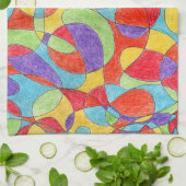 Rainboogkleuren Handtekening Crayon Doodle Pattern Theedoek (Gevouwen)
