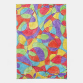Rainboogkleuren Handtekening Crayon Doodle Pattern Theedoek (Verticaal)