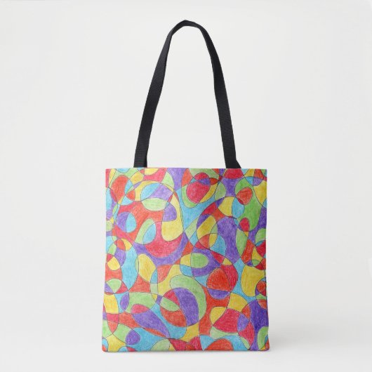 Rainboogkleuren Handtekening Crayon Doodle Pattern Tote Bag (Voorkant)