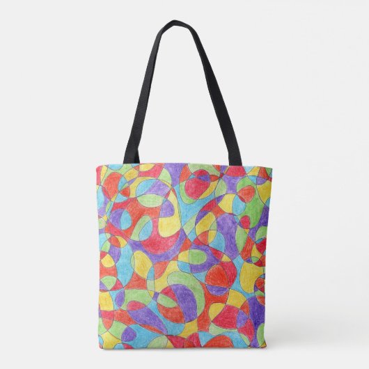 Rainboogkleuren Handtekening Crayon Doodle Pattern Tote Bag (Achterkant)