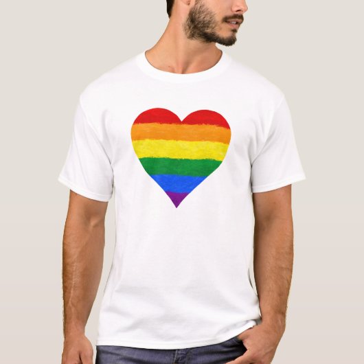 Rainboogkleuren, homepage, lesbiennes, trans, hart t-shirt (Voorkant)