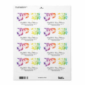 Rainboogkleuren kleurig scrolle homoseksueel huwel etiket (Full Sheet)