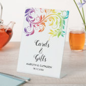 Rainboogkleuren kleurig scrolle homoseksueel huwel reclamebord met voetstuk (Insitu)