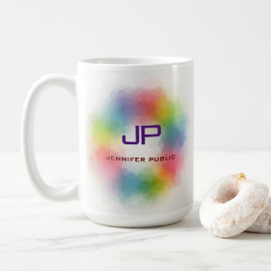 Rainboogkleuren kleurrijke Abstracte monogram Sjab Koffiemok