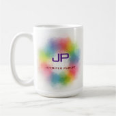 Rainboogkleuren kleurrijke Abstracte monogram Sjab Koffiemok (Links)