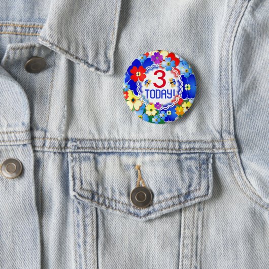 Rainboogkleuren leeftijd ronde button 5,7 cm (In situ)