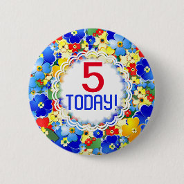 Rainboogkleuren  leeftijd ronde button 5,7 cm