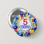 Rainboogkleuren  leeftijd ronde button 5,7 cm (Voorkant /achterkant)