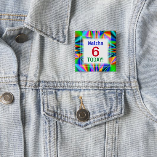 Rainboogkleuren  leeftijd vierkante button 5,1 cm (In situ)