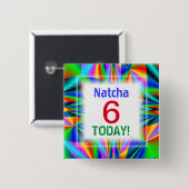 Rainboogkleuren  leeftijd vierkante button 5,1 cm (Voorkant /achterkant)