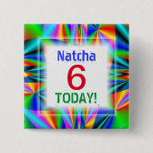 Rainboogkleuren  leeftijd vierkante button 5,1 cm (Voorkant)