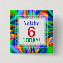 Rainboogkleuren  leeftijd vierkante button 5,1 cm