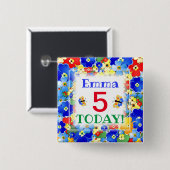 Rainboogkleuren  leeftijd vierkante button 5,1 cm (Voorkant /achterkant)