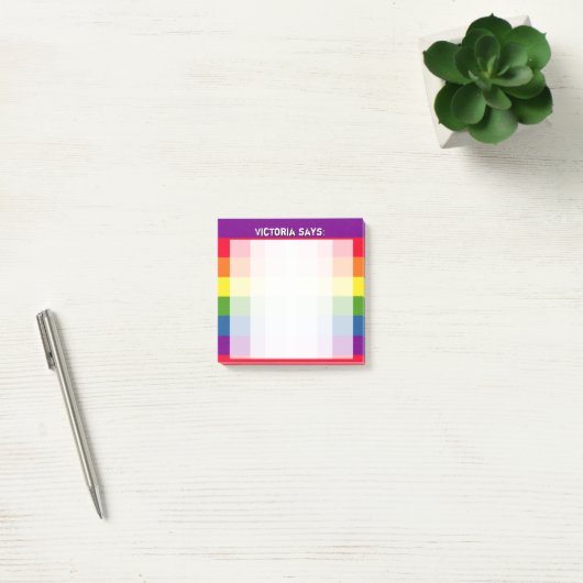 Rainboogkleuren met aangepaste tekst post-it® notes (Kantoor)