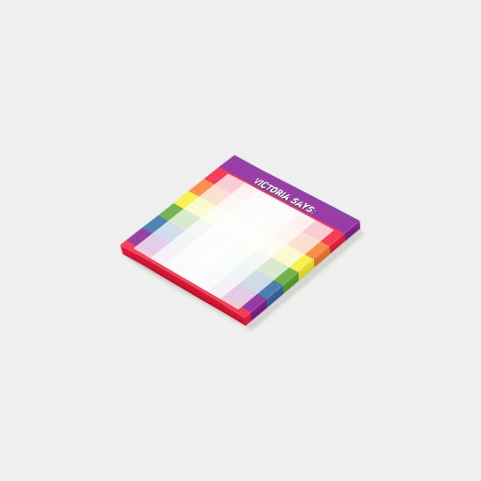 Rainboogkleuren met aangepaste tekst post-it® notes (Schuin)